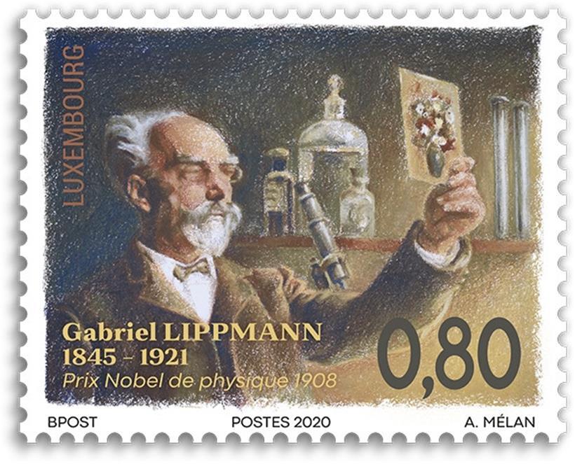PostPhilately Luxembourg würdigte den Nobelpreisträger Gabriel Lippmann im März 2020 mit einer Sonderbriefmarke
