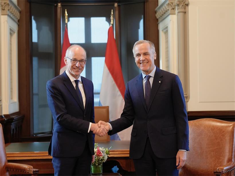 Premierminister Luc Frieden mit Kanadas Premier Mark Carney Ende Juni in Ottawa