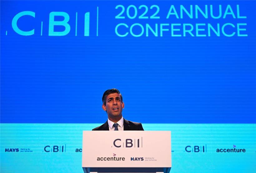 Premierminister Rishi Sunak trat gestern beim britischen Industrieverband CBI auf, dessen Mitglieder mehr über seine Europapolitik erfahren wollten

