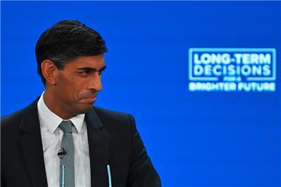 Premierminister Rishi Sunak während seiner ersten – und unter Umständen letzten – Rede auf einem Parteitag der Torys
