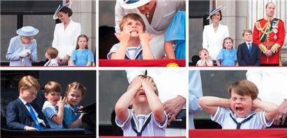 Prinz Louis hatte so seine Schwierigkeiten, am ersten Tag der Feierlichkeiten zum Platinjubiläum der Queen Haltung zu wahren, Onkel Harry dürfte Gefallen an seinem Neffen haben
