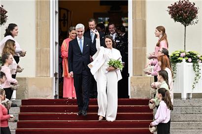 Prinzessin Alexandra und Nicolas Bagory bei der standesamtlichen Hochzeit im April dieses Jahr
