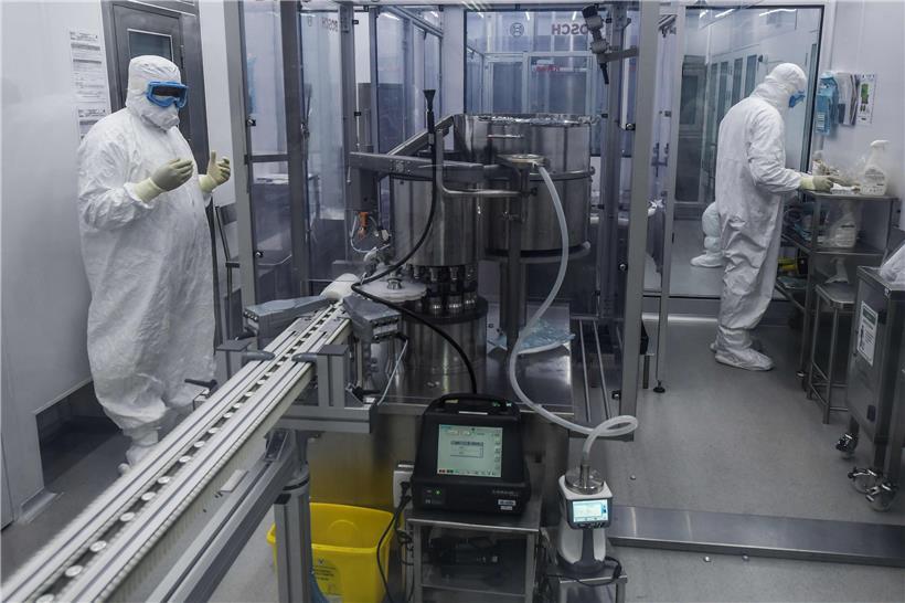 Produktionslinie für den Impfstoff CoronaVac der chinesischen Firma Sinovac Biotech in São Paulo, Brasilien
