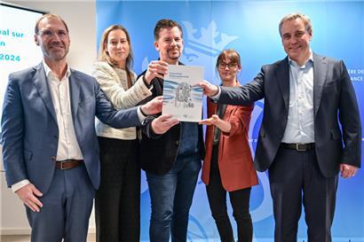 Prof. Jens Kreisel, Dr. Sonja Ugen, Dr. Thomas Lenz, Dr. Susanne Backes, Minister Claude Meisch
