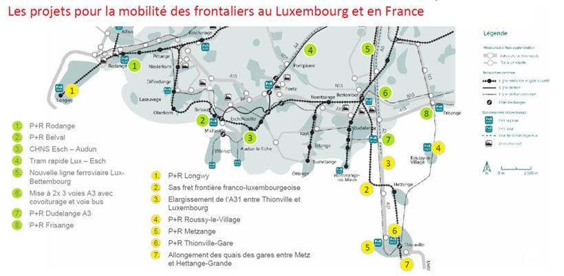 Projekte für die Mobilität von Grenzgängern in Luxemburg und in Frankreich

