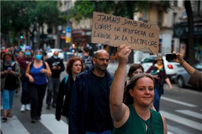 Protest gegen die Corona-Regeln in Frankreich am 14. Juli in Paris
