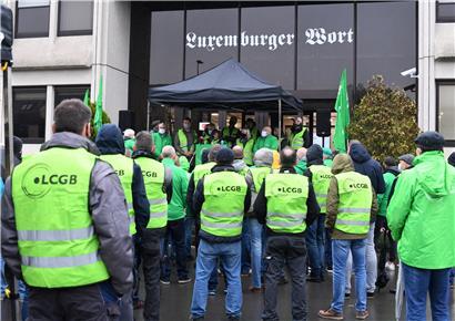 Protestaktion des LCGB vor dem Luxemburger Wort vor zwei Wochen
