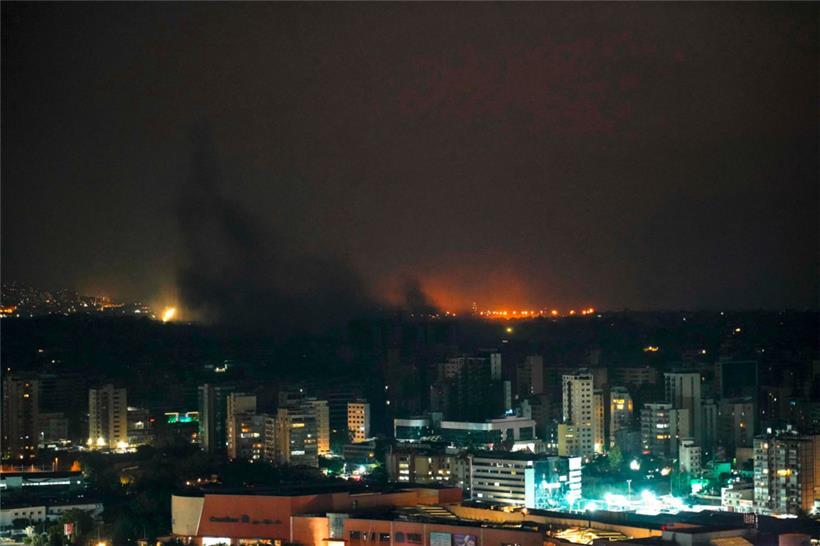 Rauchschwaden am Ort eines israelischen Luftangriffs, der am 9. Oktober 2024 ein Viertel in den südlichen Vororten von Beirut traf
