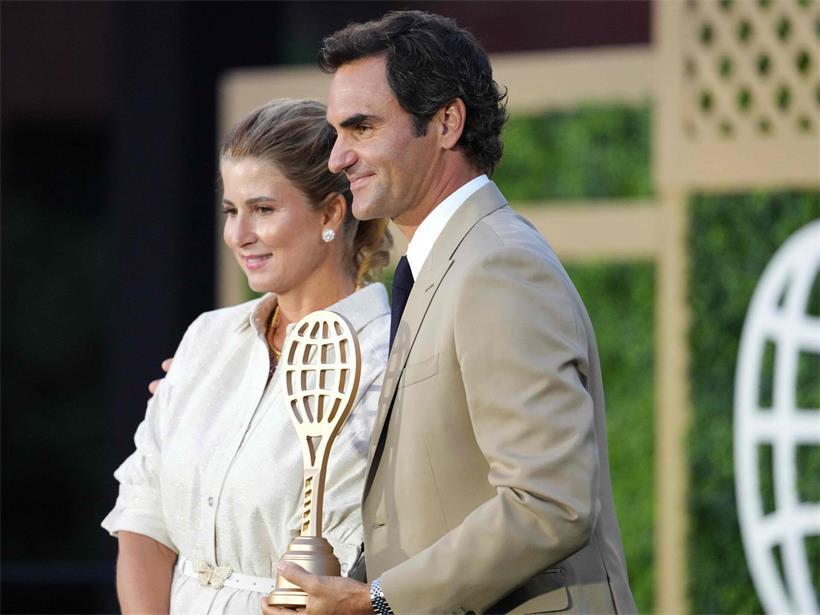 Roger Federer mit seiner Frau Mirka, die die Laudatio auf ihren Ehemann hielt