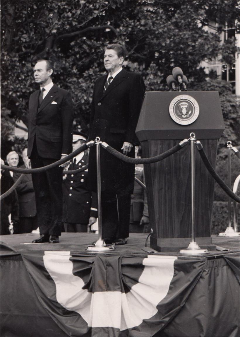 Ronald Reagan, hier beim Besuch von Großherzog Jean in Washington 1984
