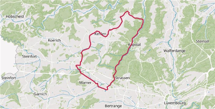 Route B: Mamer – Keispelt – Kopstal (27 km)