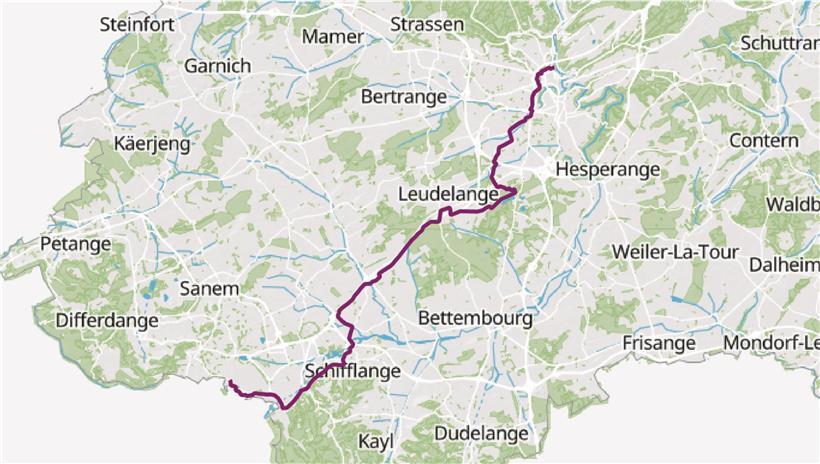 Route F: VëloExpresswee Esch/Belval – Luxemburg (27 km)