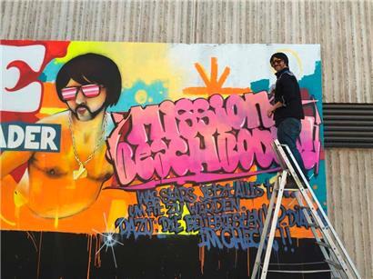 Sader, initiateur du Mur de Luxembourg, en 2015 à l’œuvre sur le Mur de Nancy
