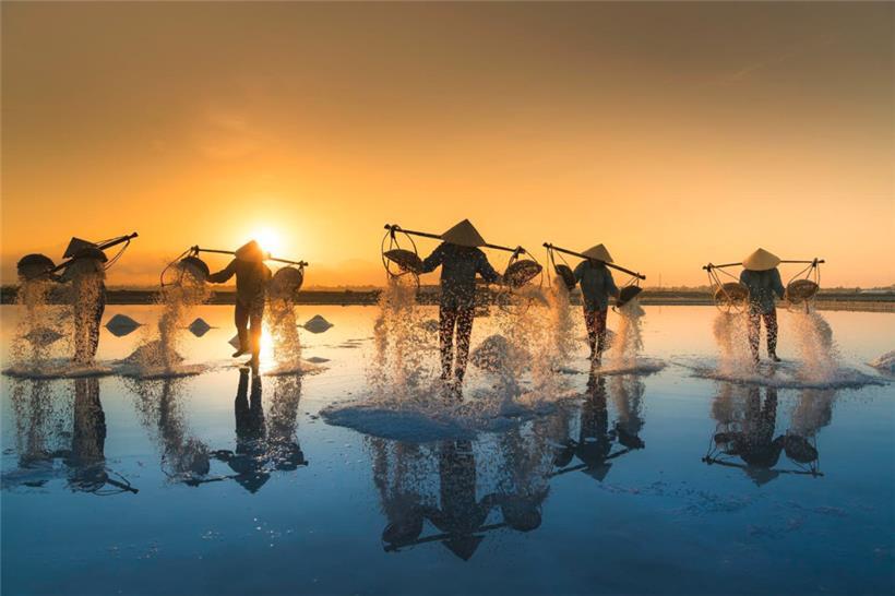 Salzernte in Vietnam
