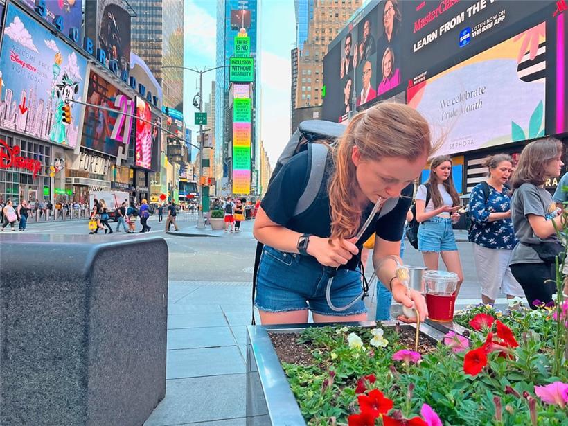 Samantha Kennett sucht am Times Square nach Ameisen
