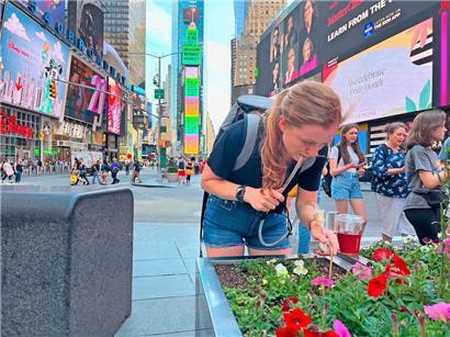 Samantha Kennett sucht am Times Square nach Ameisen
