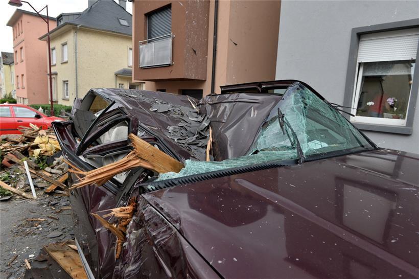 Schäden nach dem Tornado in Petingen im Jahr 2019