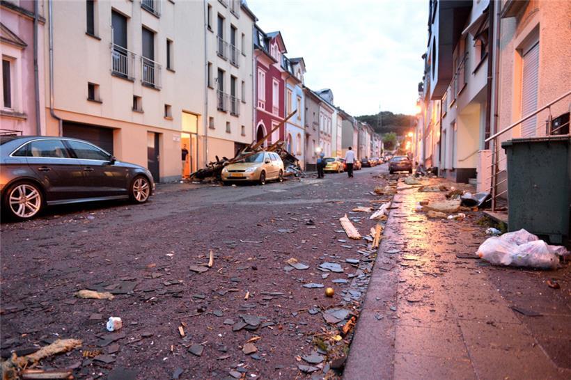 Schäden nach dem Tornado in Petingen im Jahr 2019