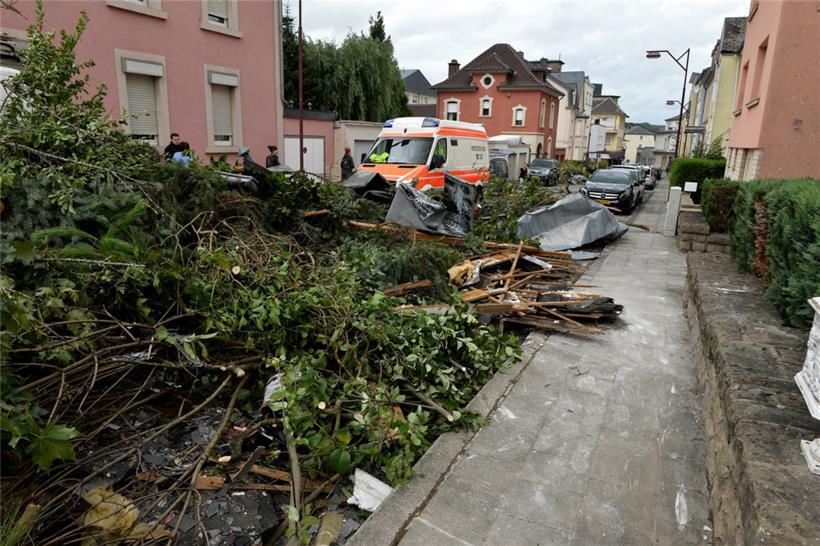 Schäden nach dem Tornado in Petingen im Jahr 2019