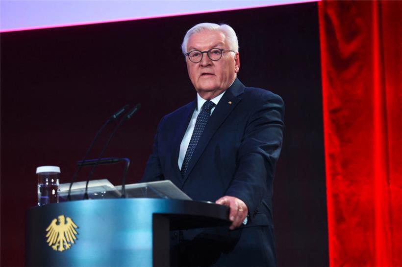 Schicksalstag der Deutschen: Bundespräsident Frank-Walter Steinmeier bei seiner Rede im Schloss Bellevue 
