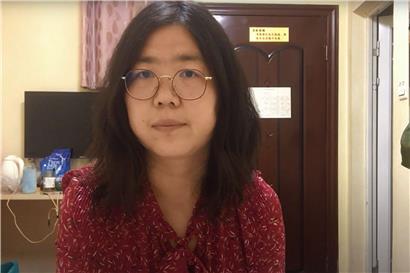Screenshot von einem undatierten Video der verurteilten chinesischen Bloggerin Zhang Zhan
