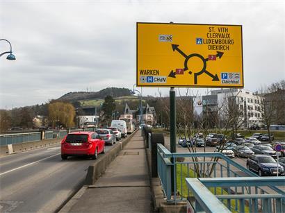 Trassenführung des geplanten Contournement Ettelbrück mit Straßenverlauf und Umgehungsstraße in Luxemburg
