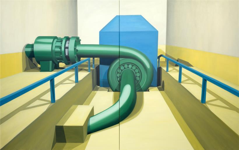Série „Ex Machina“, sans titre 2016, huile sur toile, 200 x 320 cm
