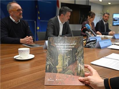 Sie stellen Nachhaltigkeit auch im Tourismus gerne in den Vordergrund: Ramon Hemmer, Lex Delles, Véronique Lariviere, Christophe Antonellis beim Pressetermin am Dienstag
