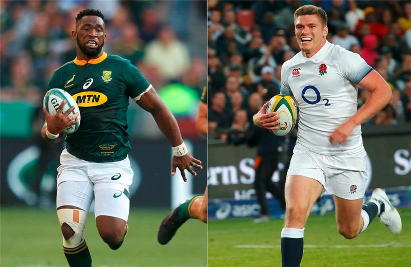 Siya Kolisi (l.) und Südafrika gehen favorisiert in das Duell mit England um Owen Farrell (r.) 
