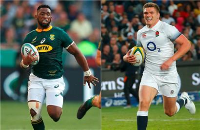 Siya Kolisi (l.) und Südafrika gehen favorisiert in das Duell mit England um Owen Farrell (r.) 
