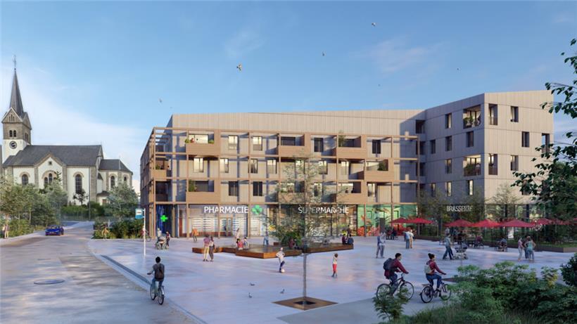 So könnte die Ortsmitte einmal aussehen: das geplant Gebäude „Um Wäschbuer“
