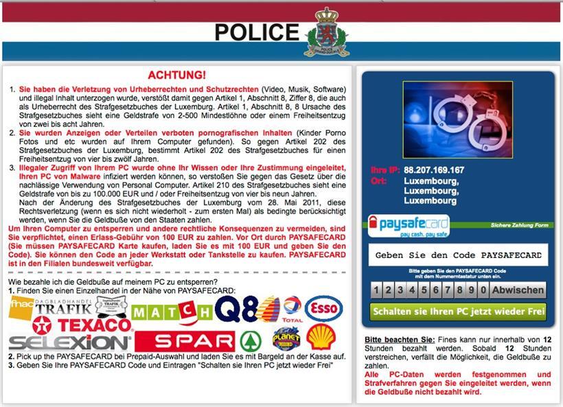 So sah Ransomware noch vor zehn Jahren aus: Die Erpresser versuchen mit dem Polizei-Logo Authentizität vorzugaukeln

