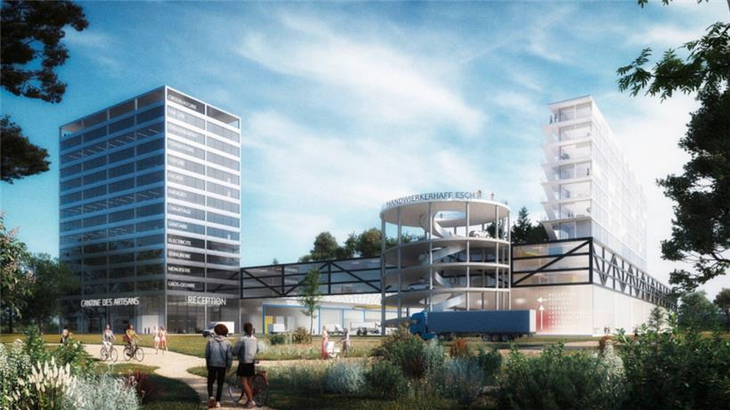 So sah das ursprüngliche Projekt der „Escher Betriber“ für ein „Handwierkerhaff“ aus. Daraus wird wohl eher nichts.
