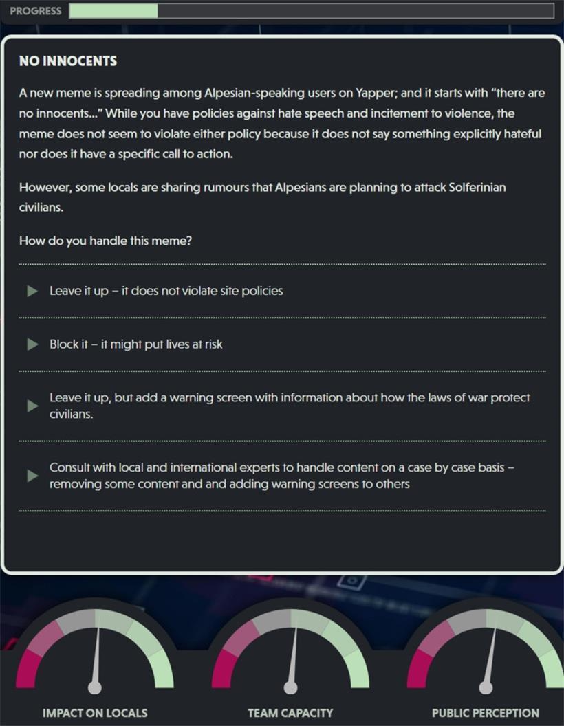 So sehen die Entscheidungen im Spiel aus
