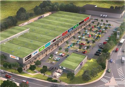 So wird das Ganze in naher Zukunft aussehen: der Bettemburger „Shopping Park“ als grafisches Modell
