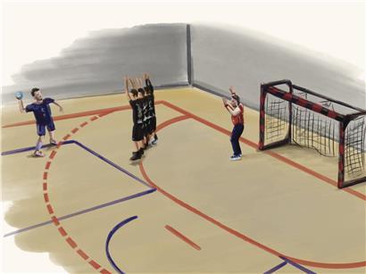 Visualisierung einer Freiwurf-Wiederholung im Basketball mit Spieler und Ball in Aktion