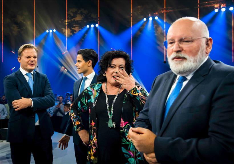 Spitzenkandidaten vor einer Wahlkampfdebatte: (v.l.) Pieter Omtzigt von der NSC, Rob Jetten der liberalen D66, Caroline van der Plas von der Bauernpartei BBB und Frans Timmermans von GroenLinks/PvdA
