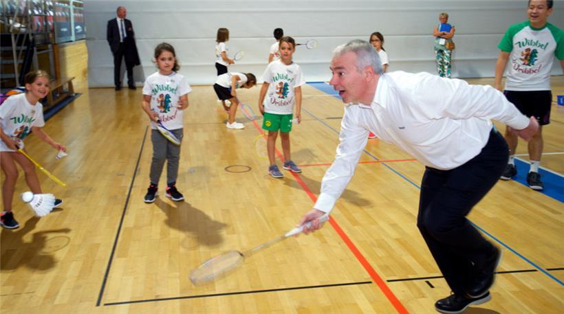 Sportminister Dan Kersch beim „Wibbel an Dribbel“ 2019
