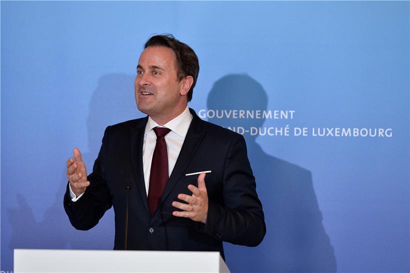 Staatsminister Xavier Bettel nach seiner ersten Tripartite 
