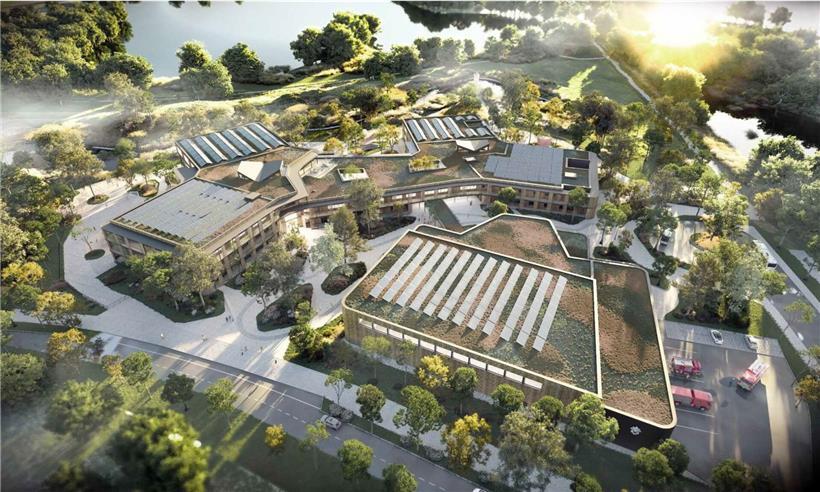 Campus Baggerweier zukünftiger Schulstandort, Baustelle im Aufbau, Fertigstellung und Eröffnung geplant für September 2030