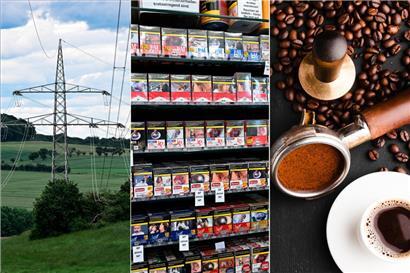 Strom, Tabak und Kaffee sind heute deutlich teurer als vor einem Jahr
