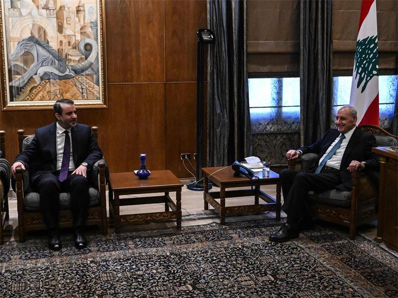 Syrian Außenminister Asaad al-Shaibani trifft libanesischen Parlamentspräsidenten Nabih Berri in Beirut, Juli 2026