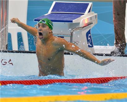 Tageblatt-Fotograf Jeff Lahr hielt bei den Olympischen Spielen 2012 in London Chad Le Clos’ Sieg gegen Michael Phelps fest

