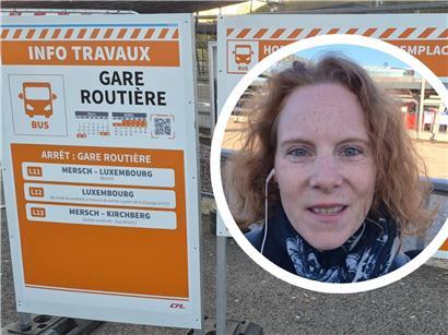 Lisa Goedert, Tageblatt-Reporterin, fährt mit Ersatzbussen von Ettelbrück nach Esch auf ihrem Arbeitsweg