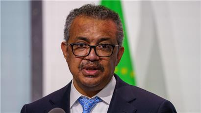 Tedros Adhanom Ghebreyesus, Generaldirektor der Weltgesundheitsorganisation, während einer Pressekonferenz
