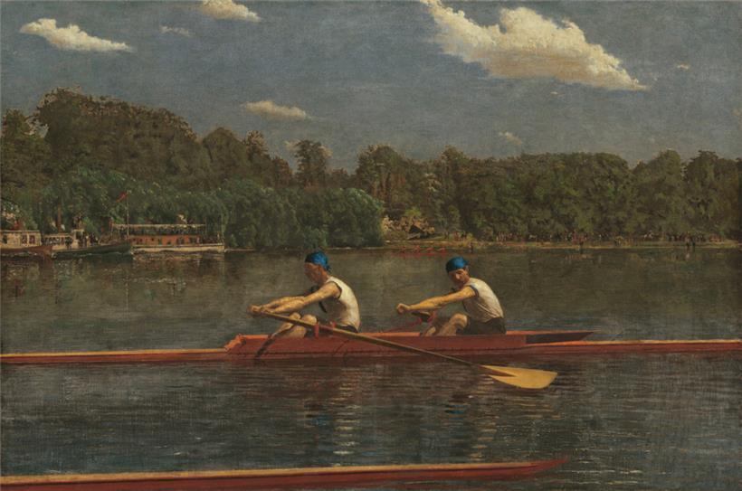 Thomas Eakins (1844-1916), The Biglin Brothers Racing (1872), huile sur toile (61,2×91,6 cm), Washington, National Gallery of Art, don de Monsieur et Madame Cornelius Vanderbilt Whitney
