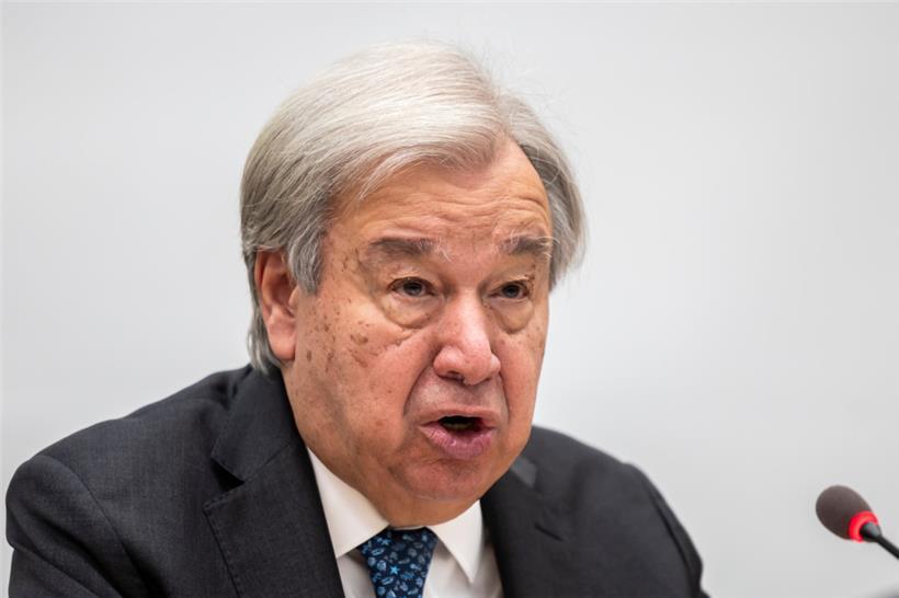 UN-Generalsekretär Antonio Guterres spricht während des außerordentlichen Kongresses der Weltorganisation für Meteorologie (WMO) am Hauptsitz der WMO

