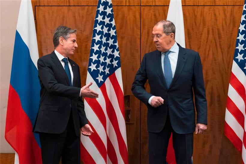 US-Außenminister Antony Blinken (l.) und sein russischer Amtskollege Sergej Lawrow sprachen gestern in Genf über die Sicherheit in Europa. Ohne die EU.
