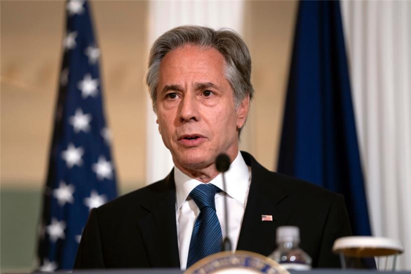 US-Außenminister Antony Blinken spricht während einer Pressekonferenz im Außenministerium
