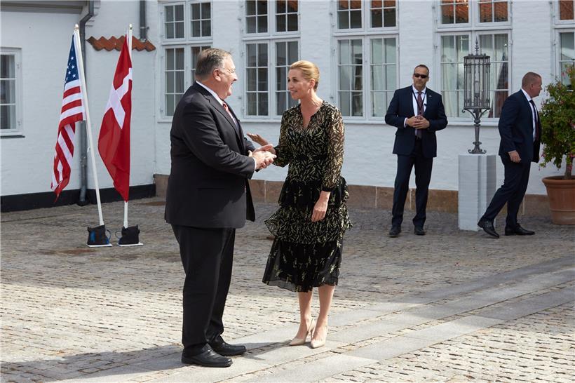 US-Außenminister Mike Pompeo wird von der dänischen Premierministerin Mette Frederiksen empfangen
